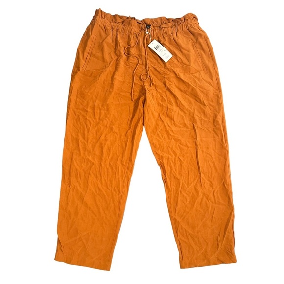 Eileen Fisher Tencel Viscose Crepe Straight Pant with Gathered Waist Size L - Picture 2 of 7